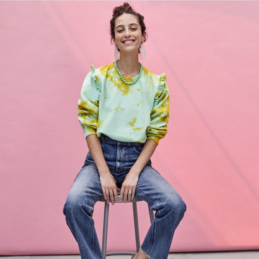 Clare V Ruffled Cloud Sweatshirt in Daiquiri Sz S